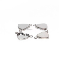 Plateaux de pendentifs pour colliers personnalisés, avec sertissage en forme de cœur de 10mm/11mm/12mm, dotés de 2 connecteurs annulaires, pour charms et cabochons, et plateaux pour bracelets