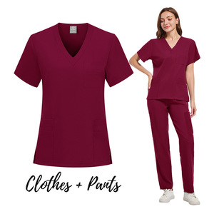 Women's Scrub Uniform Set V-Neck Top And Pants Moisture Wicking Lightweight Workwear For Hospital Nursing Split Set - Product Image 3