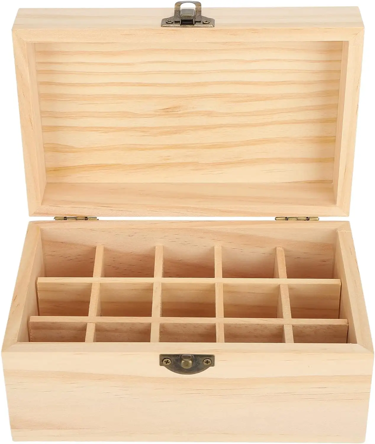 صندوق خشبي لزيوت الأساسية يحتوي على 15 فتحة صندوق لتخزين الزيوت الأساسية صندوق صنوبر لتخزين الزيوت الأساسية صندوق تخزين منزلي بأبعاد 18.2×11.5×9 سم