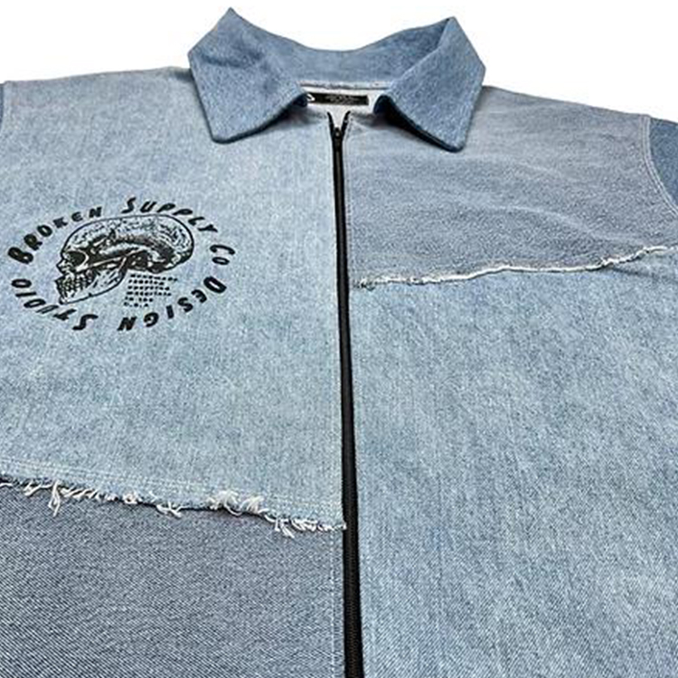 Diznew Men Shirt Short Sleeve Shirts Factory Custom Made Wholesale Short Sleeve Men Denim Shirt