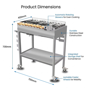 <span class=keywords><strong>Barbecue</strong></span> Rotatif Automatique Commercial Moderne en Acier Inoxydable Premium Foukou avec Système de Sécurité Flamme et Commande par Bouton - Product Image 2