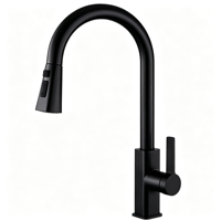 Robinet de cuisine moderne à col de cygne avec douchette extractible et mitigeur monocommande à bouton-poussoir pour l'approvisionnement des restaurants