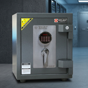 Luxury Home <b>Safes</b> WELKO US620 Black LED with <b>Key</b> <b>Lock</b> Stainless Steel Construction Fireproof 1000-1200C - Product Image 3