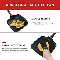 Poêle à frire antiadhésive carrée au design moderne et écologique Passe au lave-vaisselle Batterie de cuisine pour omelette aux œufs Casseroles élégantes