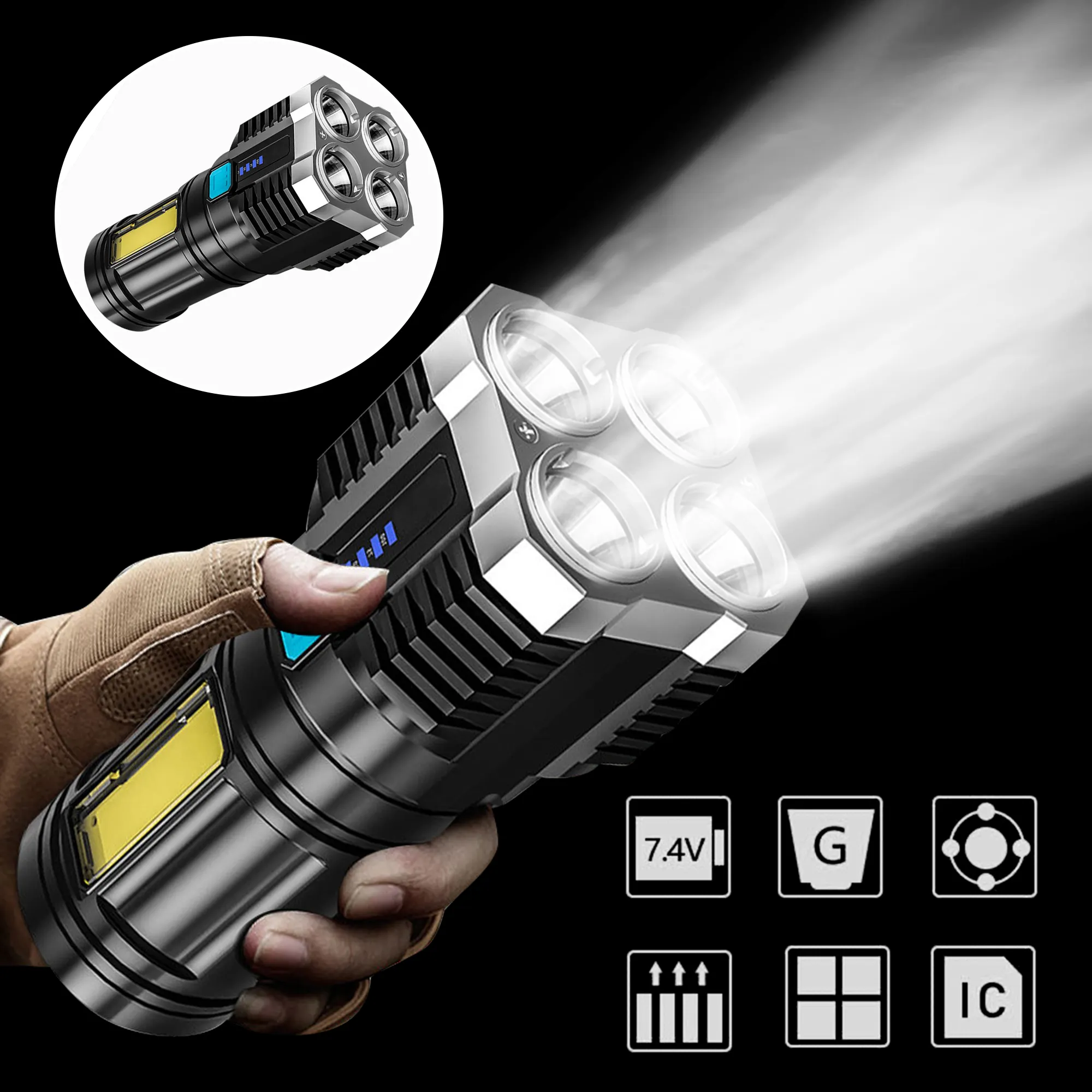 Amazon Hot Sale Multifunctional Torchlight Torch Flash Light Rechargeable COB LED Multifunctional Flashlight