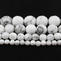 Rondes 4-12MM À Facettes Blanc Turquoise Howlite Pierre Perles En Vrac Pour La Fabrication De Bijoux Bricolage Bracelets