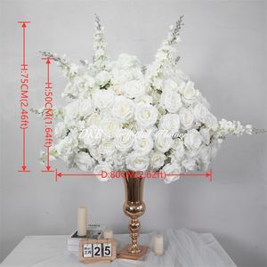 DKB Artificial Silk Roses Hydrangea Centerpieces White Large Sizes Wedding <b>Table</b> <b>Decorations</b> Flower Ball - Product Image 2