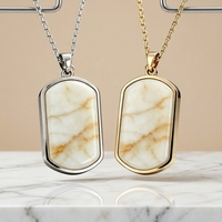 Collier en acier inoxydable plaqué or avec pendentif rectangulaire géométrique, pierres turquoise, œil de tigre, lapis-lazuli et agate, style chaîne