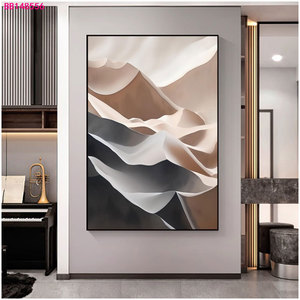 Quadro Moderno Fatto a Mano con Paesaggio Marino in Colori Neutri, Arte Murale 3D con Effetto Onde da Spiaggia su Tela - Product Image 5