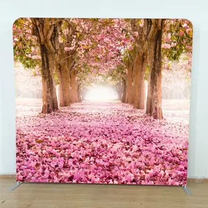 Складной фон для фотосъемки 8 футов из алюминиевой прямой ткани с цветочной стеной