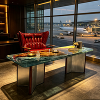Table basse en résine époxy effet vague océanique avec pieds décoratifs en aluminium et cuir véritable, table centrale artistique pour bureau, salon, maison