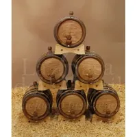 Fût en bois de chêne clair The Barrel House 5x1L pour usage industriel, fût de stockage de spiritueux avec illustration gravée pour usage domestique