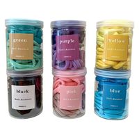 Vente en gros d'élastiques à cheveux pour enfants, couleur bonbon, 50 boîtes, nylon élastique, haute élasticité, élastique à cheveux pour queue de cheval