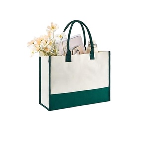 Sac fourre-tout en lin réutilisable à fermeture éclair avec motif rayé et logo personnalisé pour femmes, idéal pour les courses quotidiennes, les cosmétiques, les cadeaux de mariage - Product Image 2