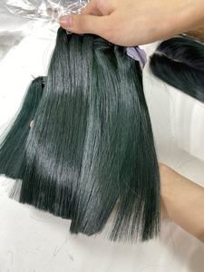 มัดผมตรงลายลูกไม้สีเขียวช่อผมมนุษย์สองชั้นเรียงเหมือนผมมนุษย์ - Product Image 3