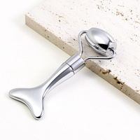 Outil de massage facial 2-en-1 en métal, planche Gua Sha Sirène et rouleau de jade, cuillère applicatrice de crème contour des yeux, outil de lifting du visage, vente en gros