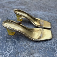 Mules à talons hauts à lanières style français pour femme, été 2026, couleur unie, bout carré transparent, rehaussantes, pour l'extérieur