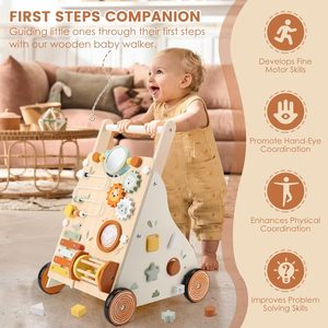 Premier cadeau pour bébé : jouet d'apprentissage de la marche en bois avec centre d'activités, pour enfants de 1, 2 et 3 ans, meubles en bois pour enfants - Product Image 4