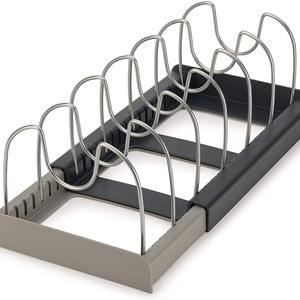 Organizadores de Gabinete de Cocina para Ollas y Sartenes Estante de Almacenamiento Expandible de Acero Inoxidable con 6 Divisores Ajustables Soporte para Tapas de Olla - Product Image 3