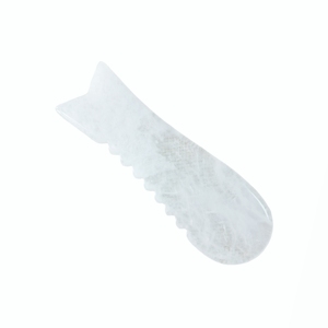 Barra de Gua Sha de Cristal Blanco con Borde Dentado, Rodillo de Masaje de Acupresión con Diseño de Cola de Pez para Terapia de SPA de Cuerpo Completo - Product Image 6
