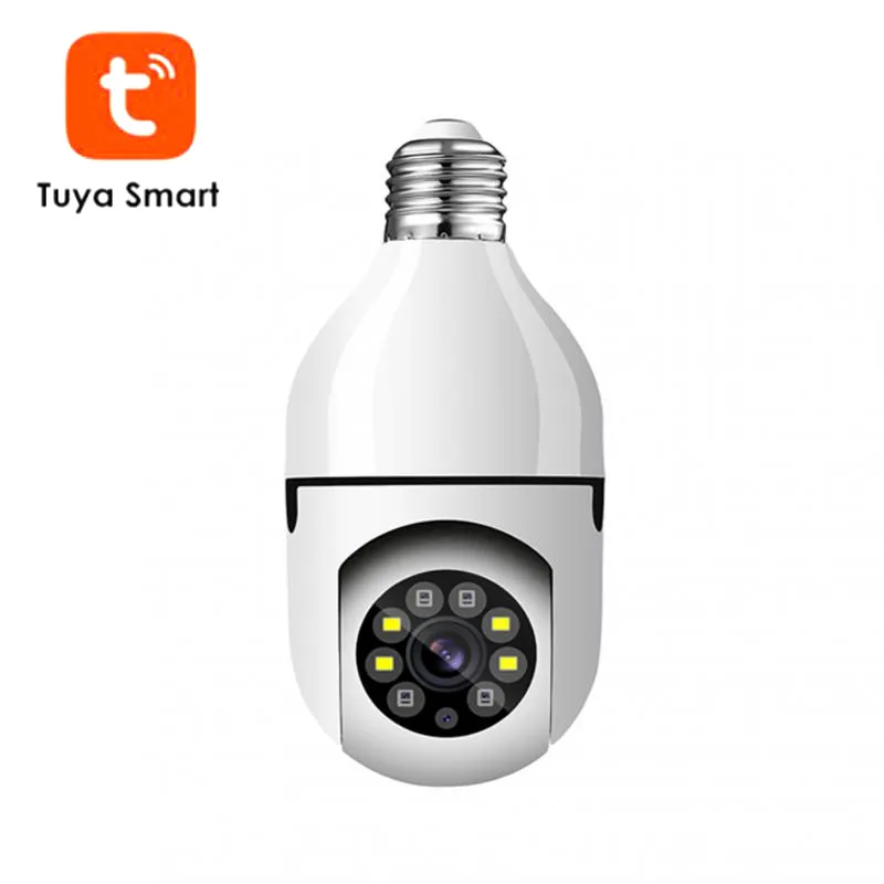 אמזון Hotsale Tuya אפליקציה HD 1080P Hd עמיד למים 360 Fisheye ראיית לילה Ip חכם Wifi אבטחת אור Led Cctv מיני מצלמה Lampad