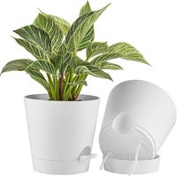 FaithLand 2-Pack Pot Tanam Plastik 8-Inci Self-Watering dengan Reservoir Dalam Desain Minimalis untuk Penggunaan Dalam/Luar Ruangan Warna Putih
