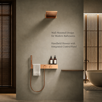 Robinet de douche mural contemporain en laiton brossé avec jets de pluie et de massage, et modes de pulvérisation doux – Fabrication OEM/ODM sur mesure pour projets