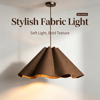 Lampe suspendue en forme de fleur en tissu texturé ondulé, lumière douce et diffuse, lampe d'ambiance pour la maison, salon, salle à manger, chambre à coucher