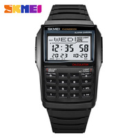 SKMEI 2255 Klassische Retro-Herren-Digitaluhr mit Taschenrechner-Design, TPU-Armband, LED-Anzeige und 3 Bar Wasserdichtigkeit
