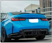 Diffuseur arrière en carbone brillant renforcé avec bande lumineuse, look sport personnalisé, pare-chocs arrière pour BMW G80 M3 G82 M4 G83
