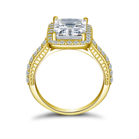 Bijoux de mariage certifiés 4CT Radiant Cut Moissanite Ring For Couples Lovers' 10K Solid Gold Engagement Halo Ring