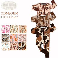 Grenouillère Bébé Manches Longues Motif Cowboy Western Impression Pyjama Bambou Bébé Double Fermeture Éclair Body Bébé Fibre de Bambou Ruidian