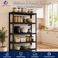 Étagère de rangement en acier de haute qualité pour la maison, 3, 4 ou 5 niveaux, réglable, sans boulons, noire ou blanche, pour cuisine