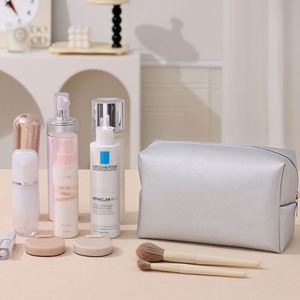 XDH1311 Factory 2025 Pure Color Cosmetic Bags Leather Handbag Wholesale <b>Makeup</b> Bag - Product Image 2