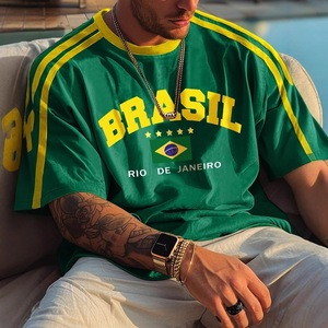 <span class=keywords><strong>Camiseta</strong></span> Deportiva Casual a Rayas Clásica y Cómoda con Estampado de la Bandera de la Selección Nacional de Fútbol de <span class=keywords><strong>Brasil</strong></span>, Río de Janeiro, para Hombre - Product Image 3