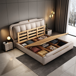 <span class=keywords><strong>Lit</strong></span> queen ou king size avec tête <span class=keywords><strong>de</strong></span> <span class=keywords><strong>lit</strong></span> rembourrée et éclairage <span class=keywords><strong>de</strong></span> luxe italien, avec espace <span class=keywords><strong>de</strong></span> rangement - Product Image 3