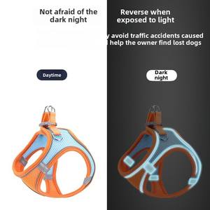 Sınır ötesi moda Pet malzemeleri yelek tipi köpek koşum kedi tasma nefes yansıtıcı naylon zincir katı desen yastıklı - Product Image 2