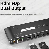 Commutateur KVM Type-C Hardrock WS-C-0201H4K avec transmission réseau PD, résolution 4K60Hz, construction métallique, 2 hôtes partagent un seul ensemble de touches