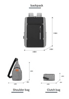 3 en 1 Mochilas para computadora portátil de gran capacidad Computadora impermeable 3 Set para hombres Bolsas de viaje al aire libre Hombro de oficina con USB Men'bags