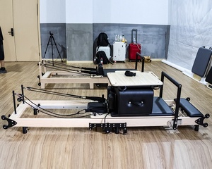 Cama Reformer de Pilates Plegable de Gama Alta QueenLife de Madera de Arce Blanco con Cajón y Tabla de Salto - Product Image 2