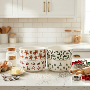 Christmas Design Nordic Style Heat Resistant Eco-Friendly <b>Large</b> Porcelain <b>Bowl</b> for Salad Soup or Home Dinnerware 5-Inch - Product Image 2