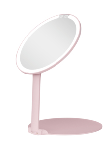 <strong>Compact</strong> LED Lighted Foldable Round Single-Sided 1x Magnification Portable Desktop &amp; Travel Cosmetic <strong>Mirror</strong> - Product Image 1
