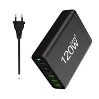 GaN 120W Ladegerät 6 Anschlüsse USB Typ C PD Ladegerät Schnell ladung 3.0 USB Desktop Ladegerät 120W für Smartphones