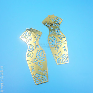 Hollow Out Metal <b>Bookmark</b> Cheongsam Design Gold 60mm Die Cutting <b>Bookmarks</b> For Books - Product Image 1