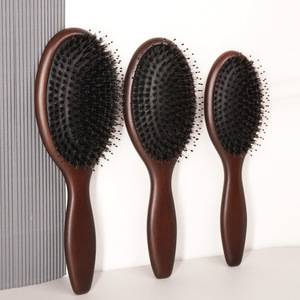 批发鬃毛手柄安全气囊梳子缠结发刷头皮按摩防静电刷毛木梳 - Product Image 1