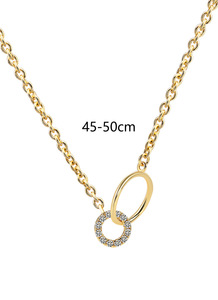 Collier Géométrique Romantique à Double Anneau, Symbole Circulaire Harmonieux, Pendentif Entrelacé, Chaîne de Clavicule Polyvalente - Product Image 6