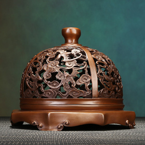 Quemador de incienso Ruyi con diseño de nubes de cobre púrpura, diseño hueco hecho a mano para el hogar, oficina, sala de té, uso religioso - Product Image 1