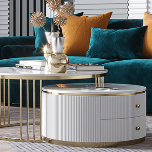 YSS Customized Luxury Modern Bedroom <strong>Side</strong> <strong>Table</strong> <strong>White</strong> Marble Top with Gold Metal Nordic Nesting Coffee <strong>Table</strong> for Home Furniture - Product Image 2