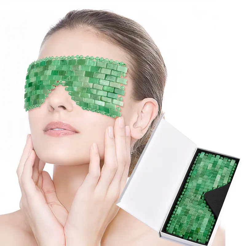 Grüne Aventurin Stein schlafende Gesichts maske Gesundheits wesen Gesichts massage gerät Kunden spezifische natürliche Jade Augen maske