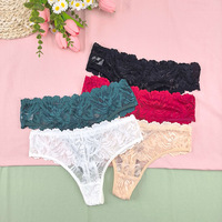 Celana Dalam Wanita Model Thong Seksi, Pinggang Rendah, Bahan Bernapas, Renda Halus Bermotif Bunga, Super Imut, Menarik, Gaya Segar, Model T-Back